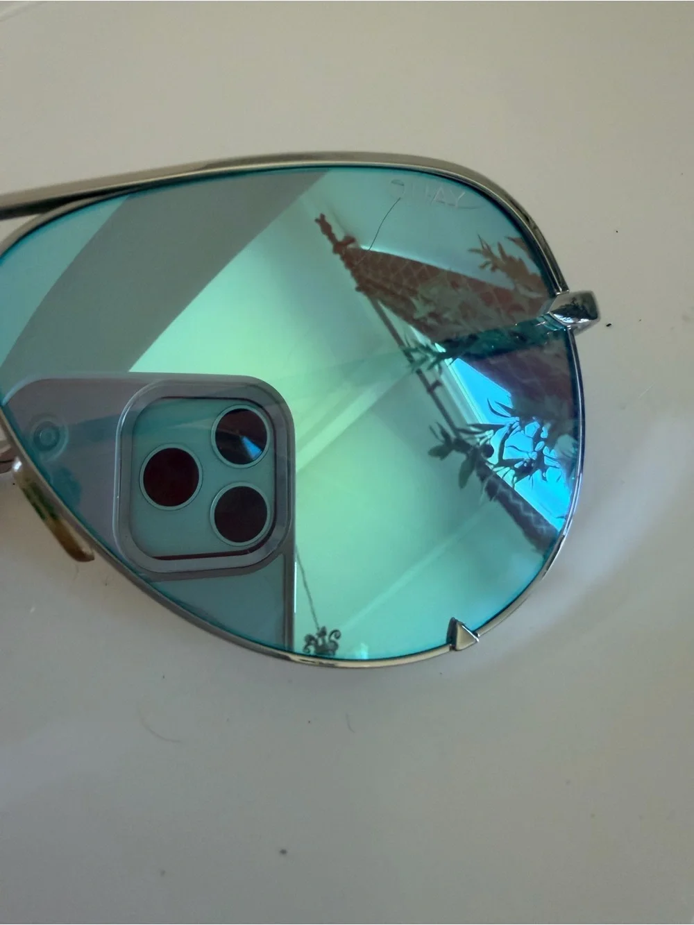 Quay Australia Silver Aviator Sunglasses with Mirrored Lenses